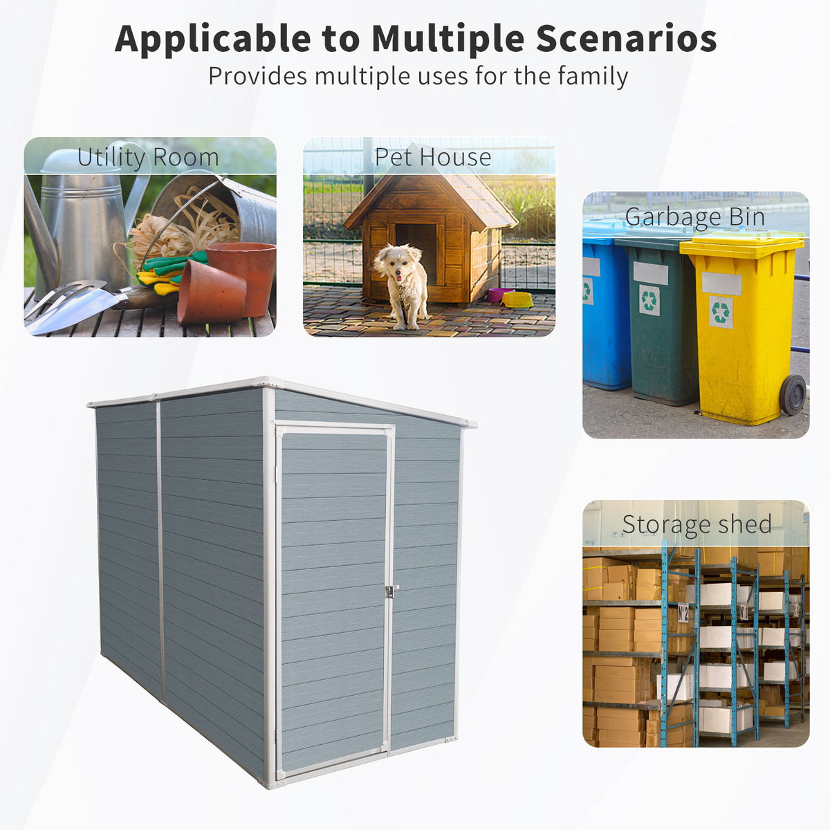 Outdoor Storage Shed With Floor Resin Shed With Two-Window, Waterproof, Lockable Doors For Patio, Yard, Lawn - Gray