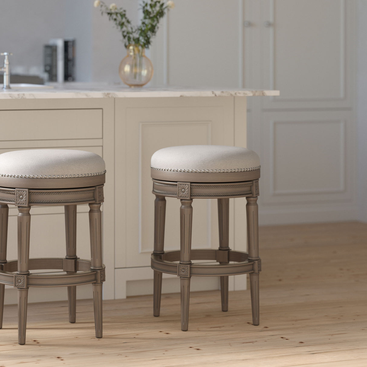 Rustic Elegance Backless Swivel Stool