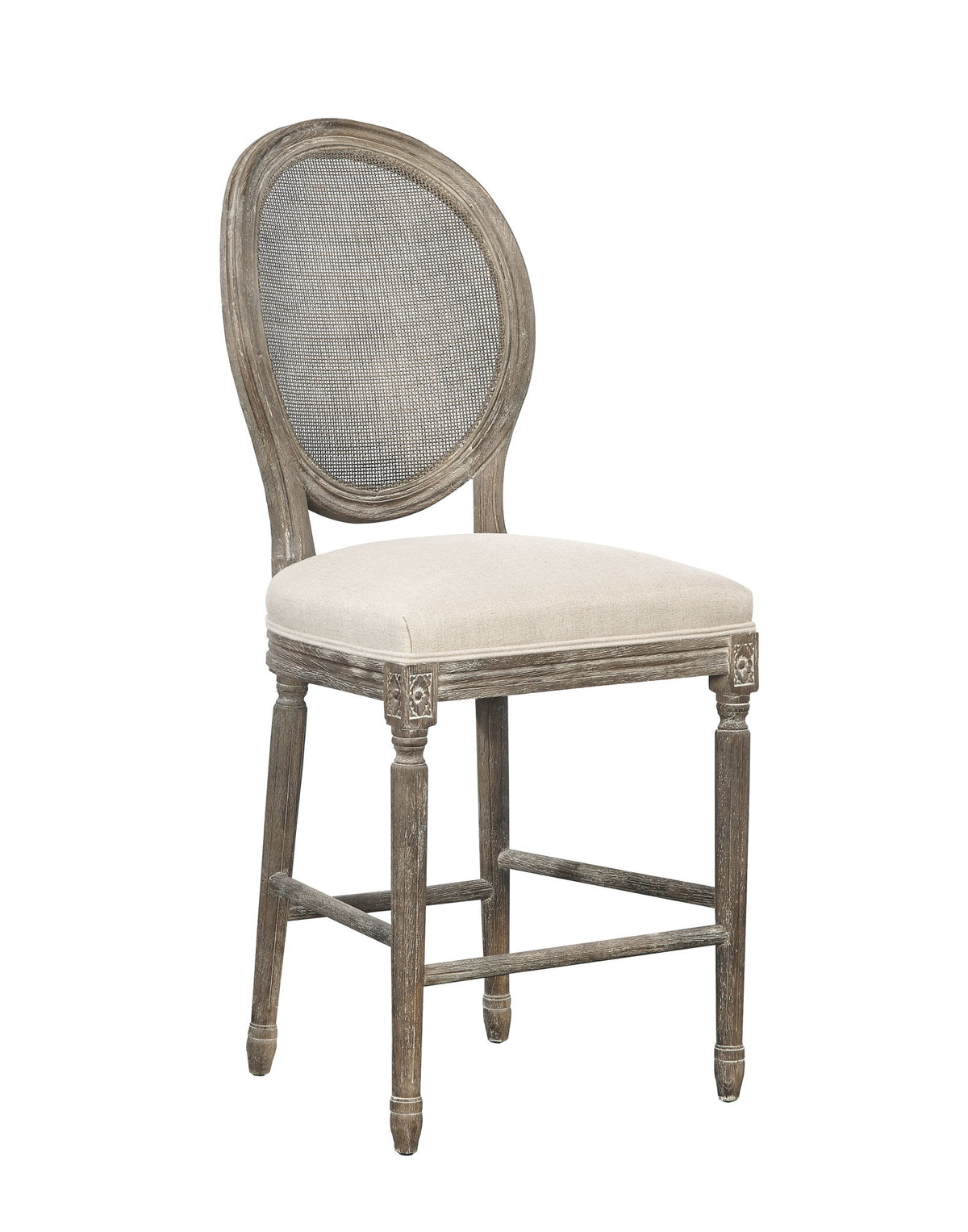 Renton - Counter Stool, Rattan Back - Light Brown / Beige