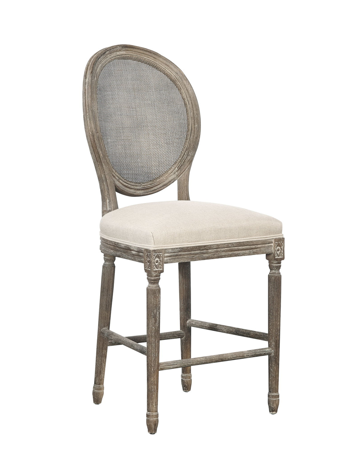Renton - Counter Stool, Rattan Back - Light Brown / Beige