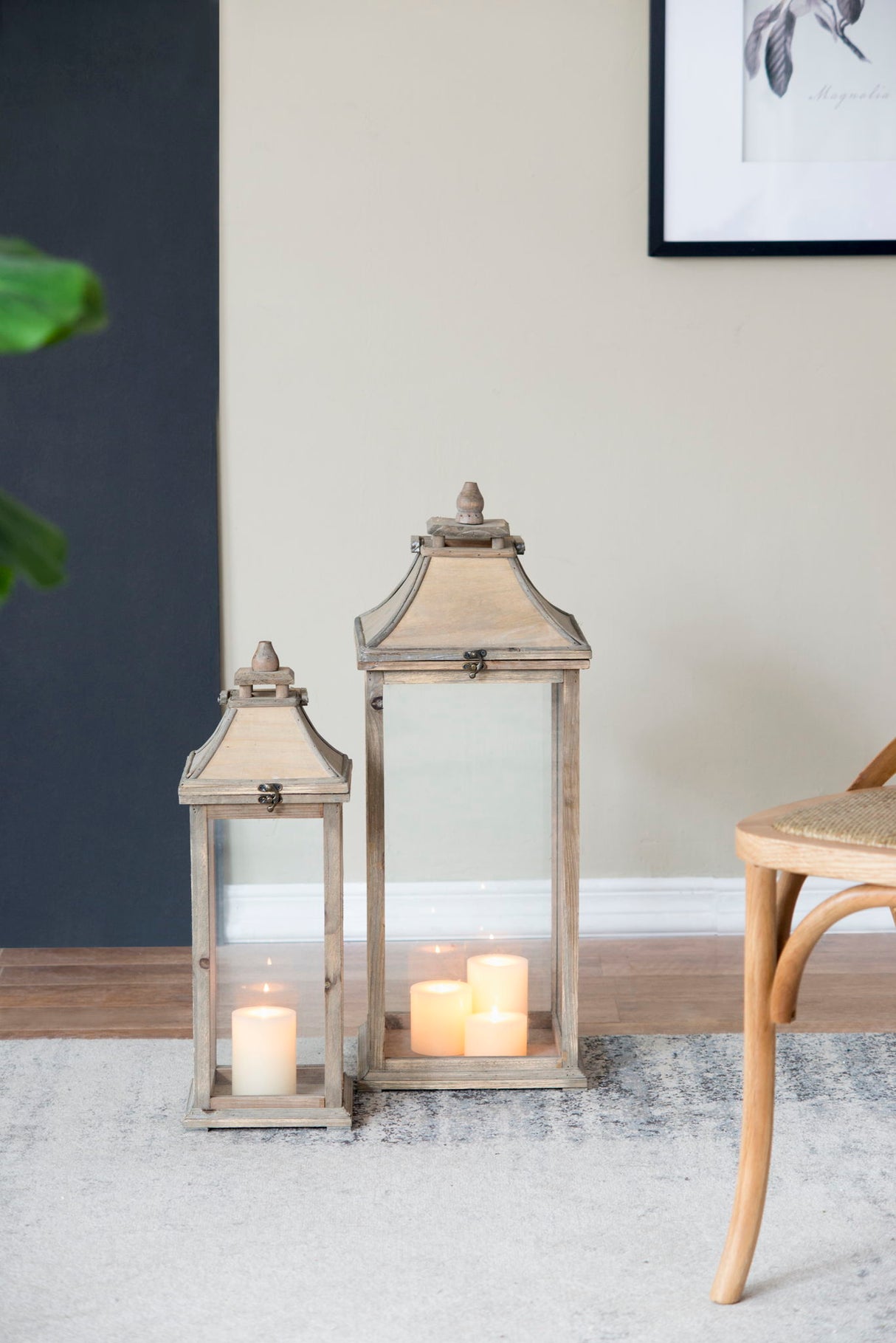 Candle Lantern Decorative, Hurricane Lantern Holder Decor For Indoor Outdoor, Home Garden Wedding - Ivory - Lanterns - Alpine Outlets
