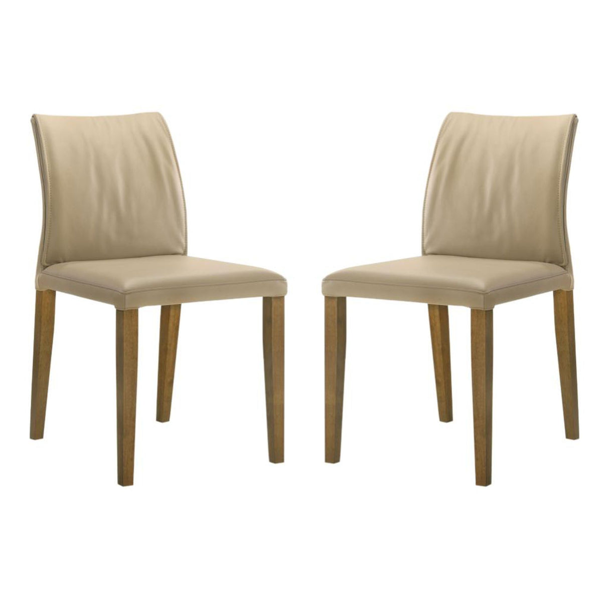 Velena - Full Back Top Grain Leather Upholstered Wood Dining Chairs (Set of 2) - Khaki