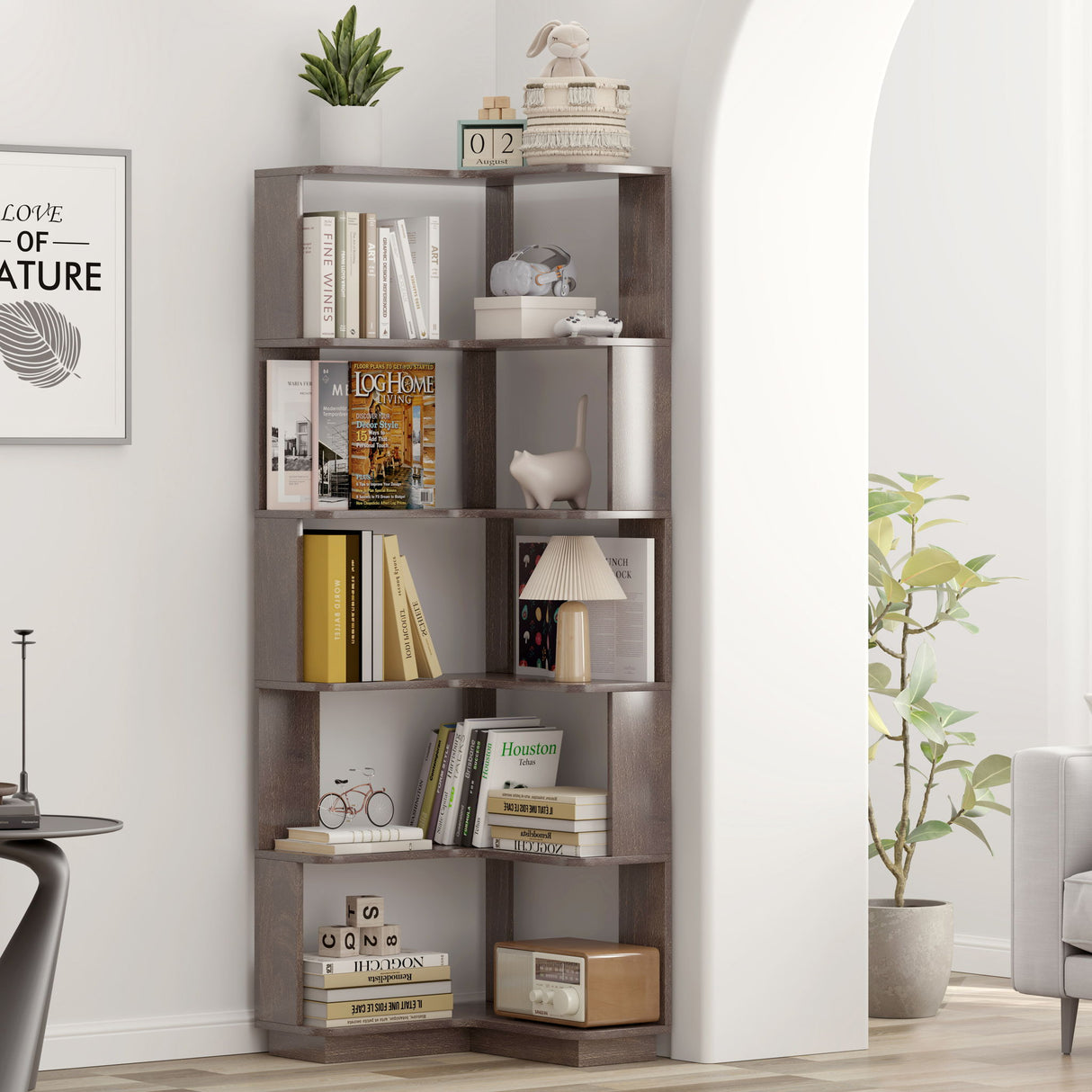 L-Shaped Design Corner Bookshelf