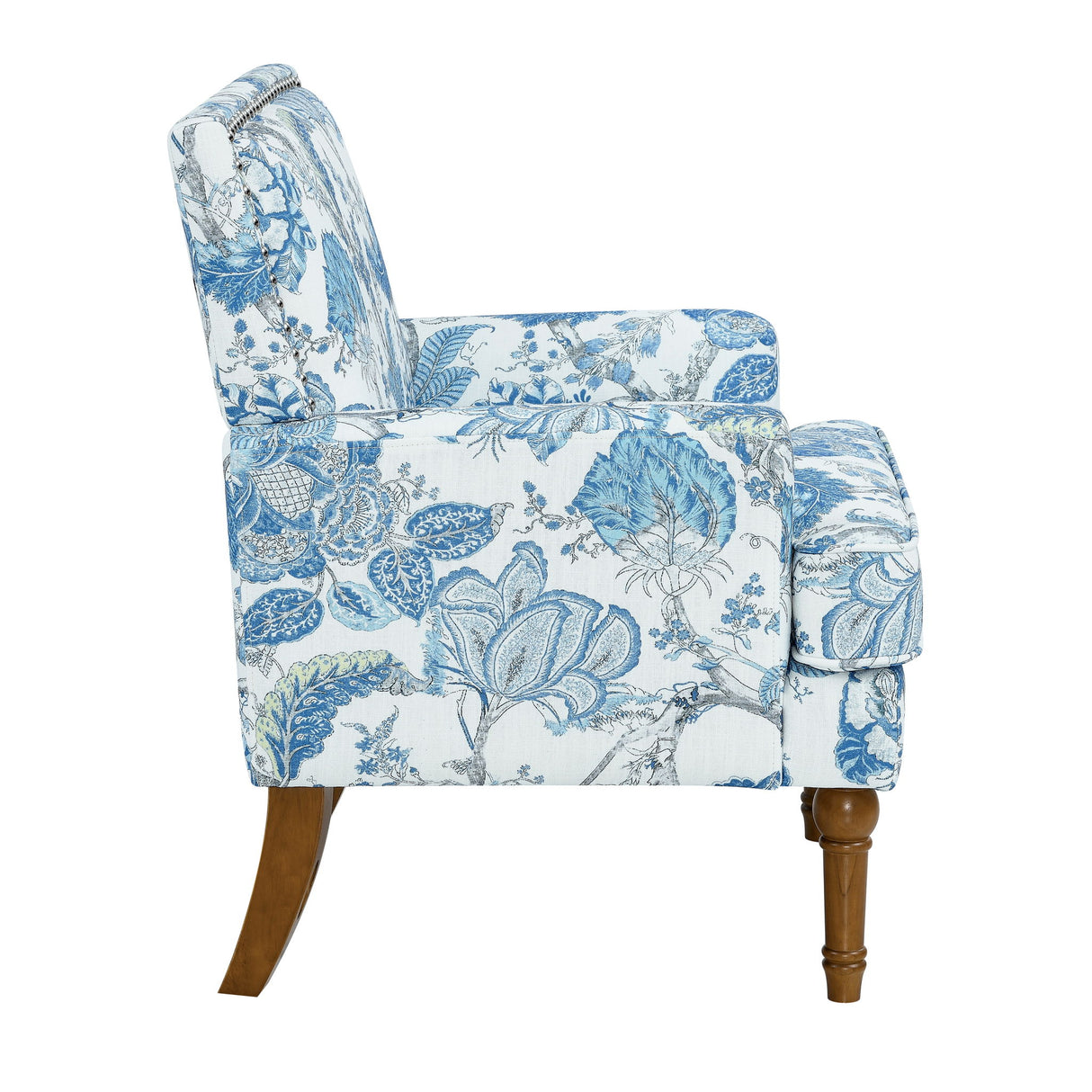Floral Accent Armchair With Nailhead Trim