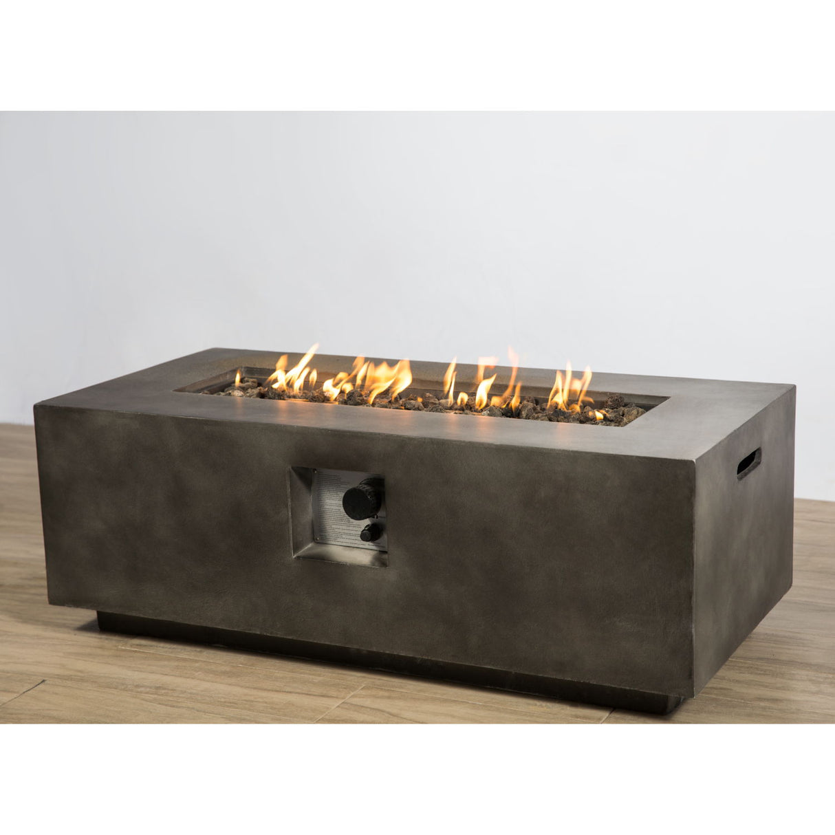 Fire Pit Table Outdoor Heater Dual Fuel Concrete Construction 42x15in