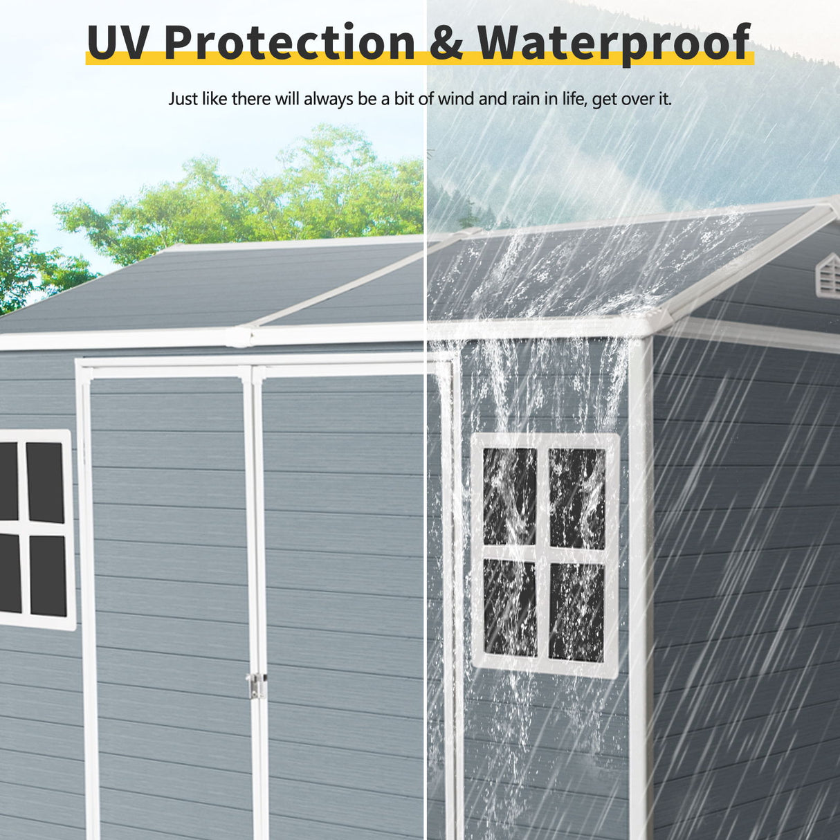 Resin Outdoor Storage Shed Garden Building Waterproof Heavy Duty 8x6.5ft