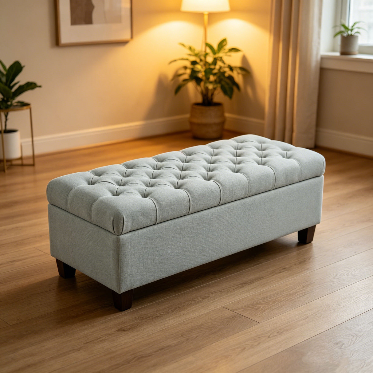 Storage Ottoman Bench With Safety Hinges