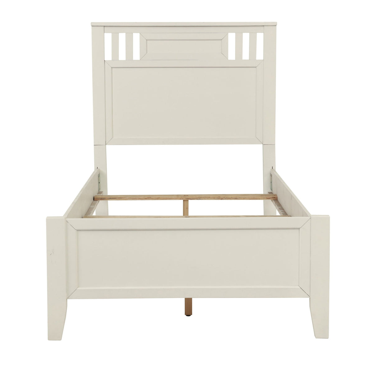 Full Size Bed Frame With Vertical Carved Design Bedroom Furniture - White