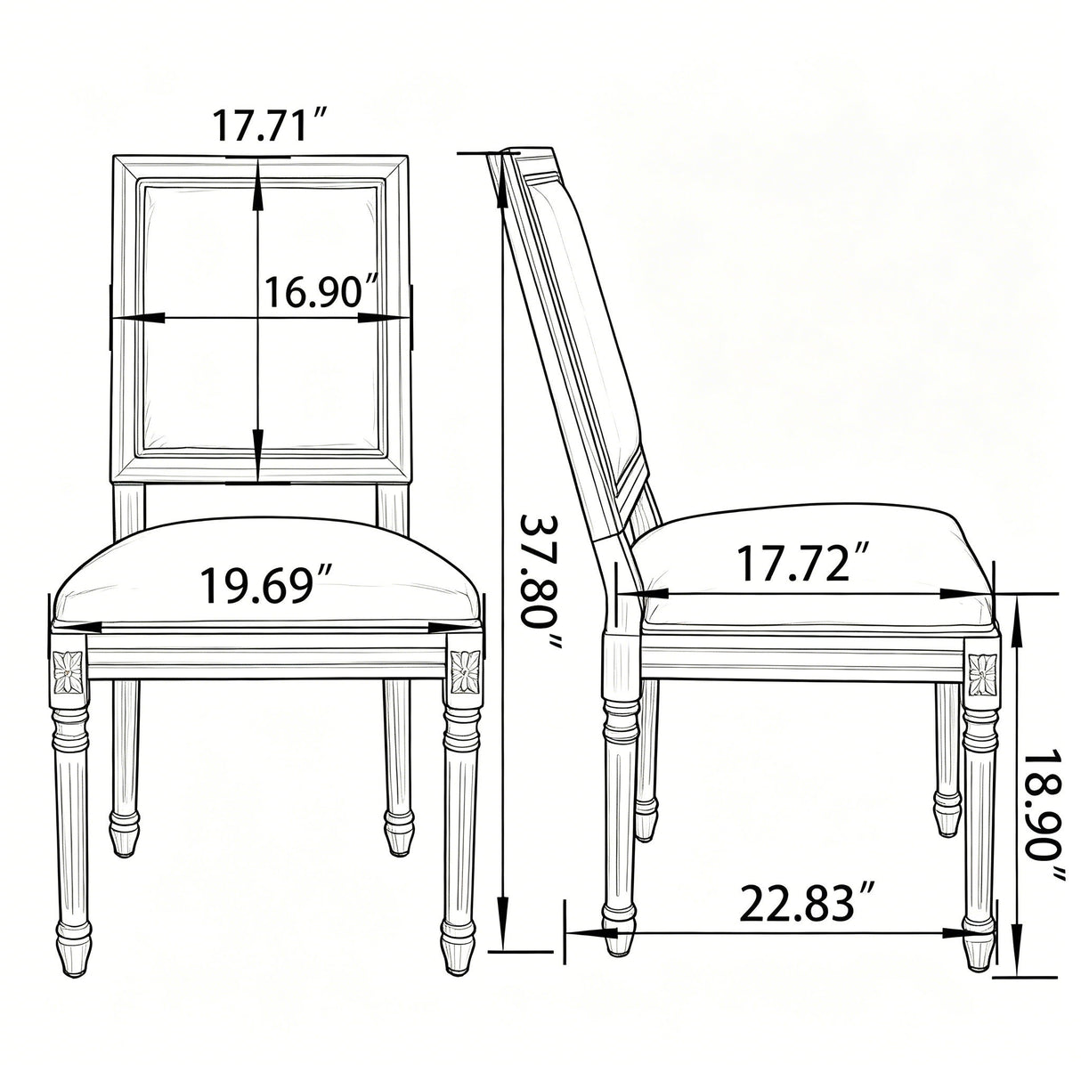 Dining Chairs With Upholstered Square Back (Set of 2)