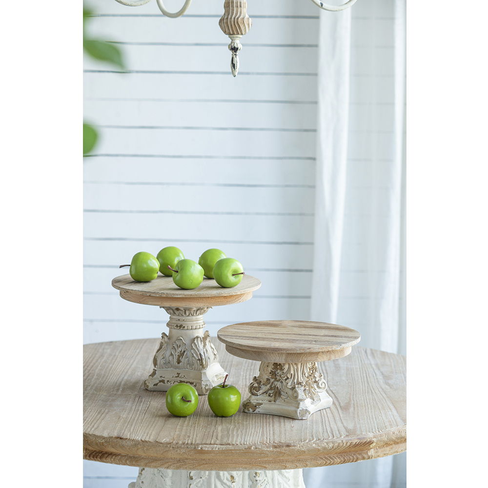Cake Stand, Cake Plate With Magnesium Base - Cream / Brown