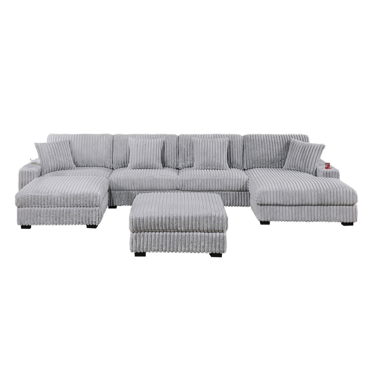 Contemporary Style Modular Sectional Sofa Set With USB, Cup Holder