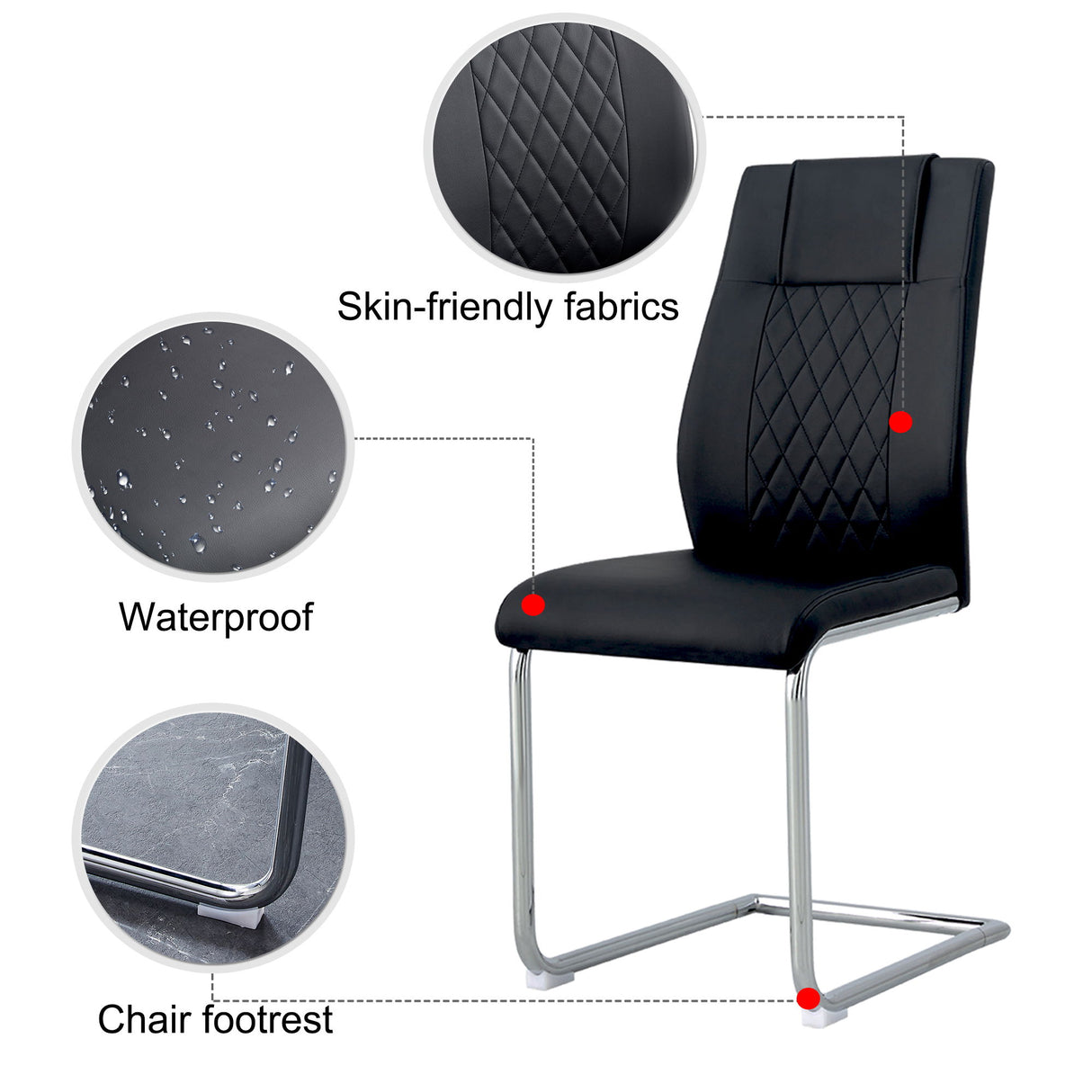 Modern Dining Chairs With Padded Seat, Metal Legs