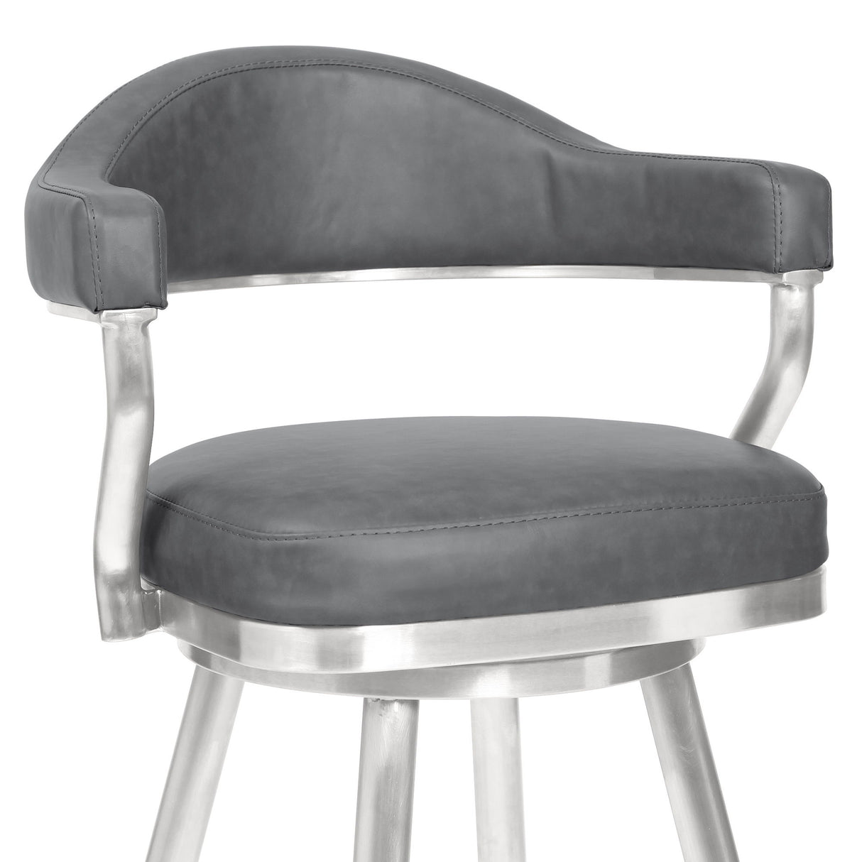 Justin - 26" Counter Height Swivel Vintage Bar Stool - Gray / Brushed