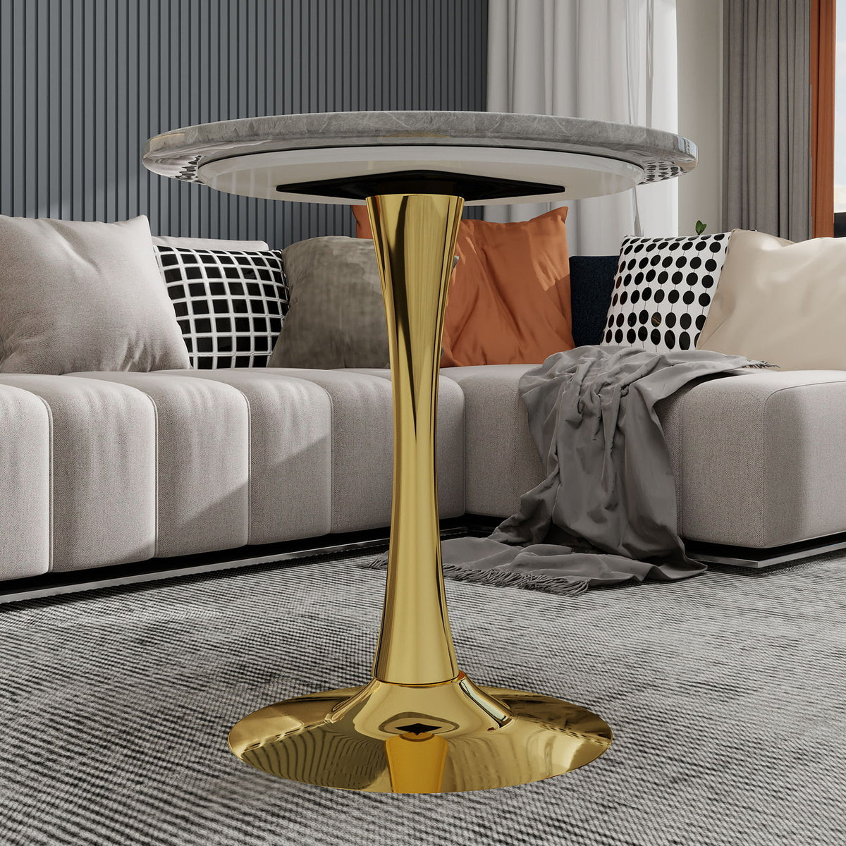 Coffee Table With Round Top For Living Rooms - Golden