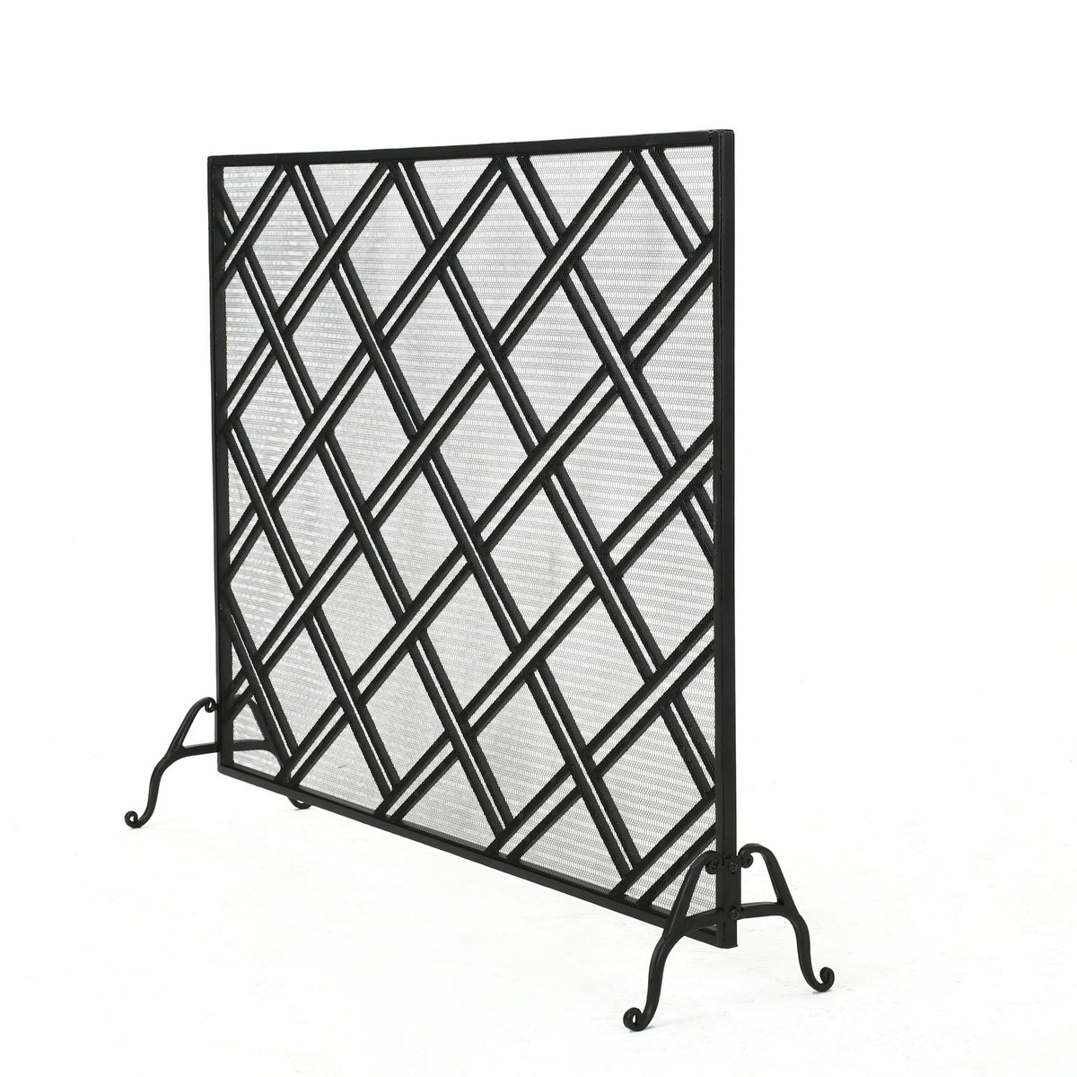 Elegant Design Fire Screen Protective Barrier Iron - Black