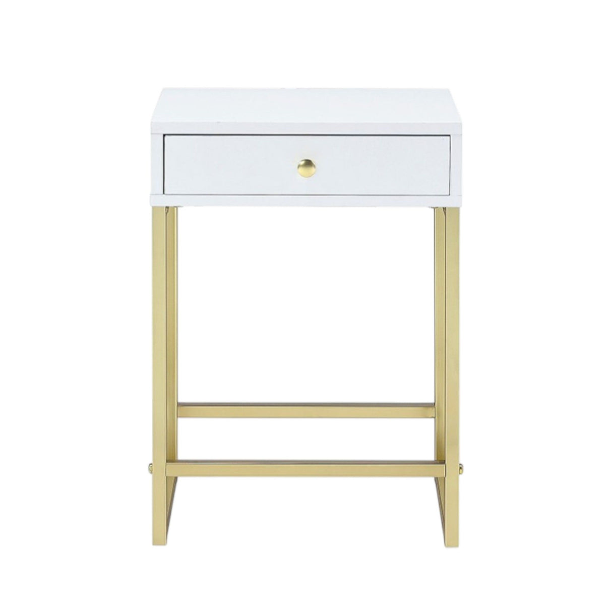 Coleen - Accent Table - White / Brass