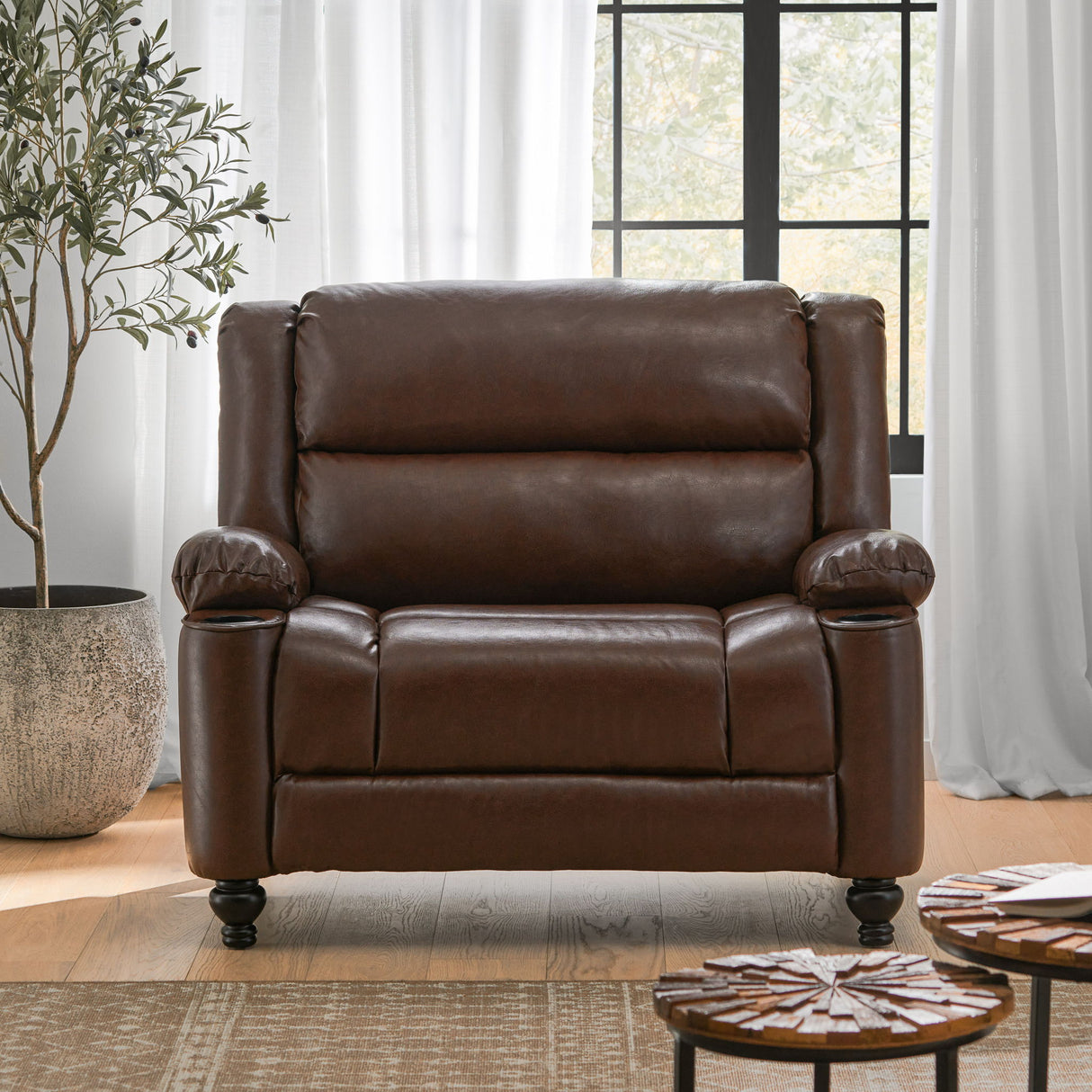 Tufted Design Wide Manual Recliner Chair