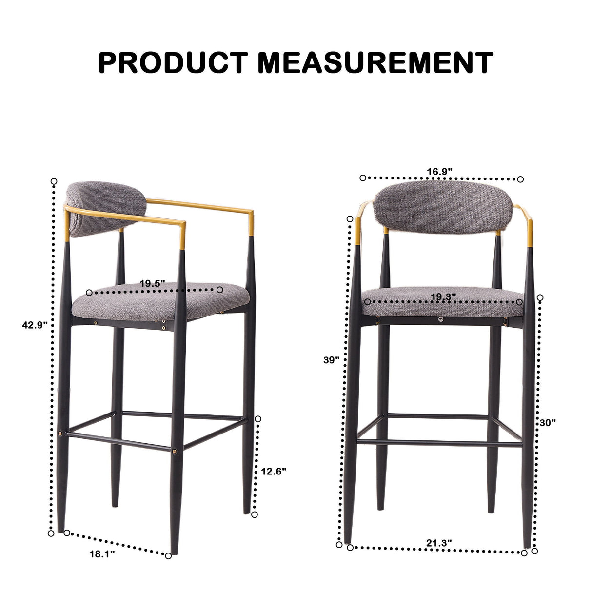 Upholstered Bar Stool With Ergonomic Design (Set of 2)