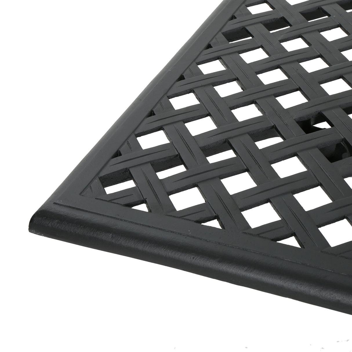 Outdoor Aluminum Dining Table With Lattice Design And Center Umbrella Hole - Black