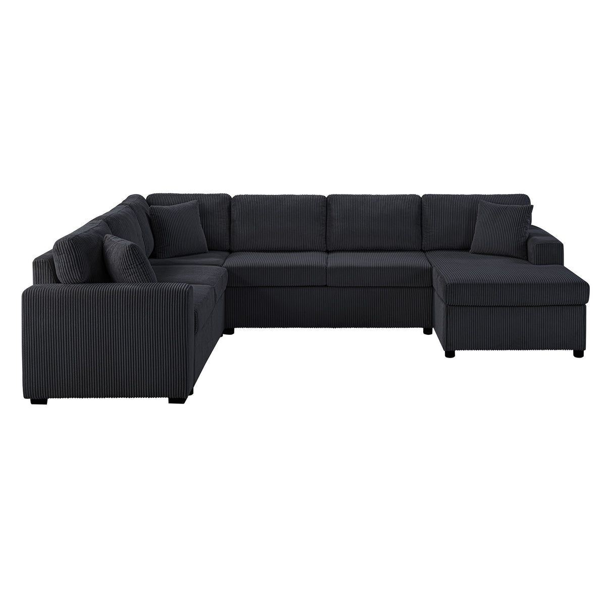 Oversized Sectional U-Shaped Sofa With Chaise Lounge And Three Soft Throw Pillows