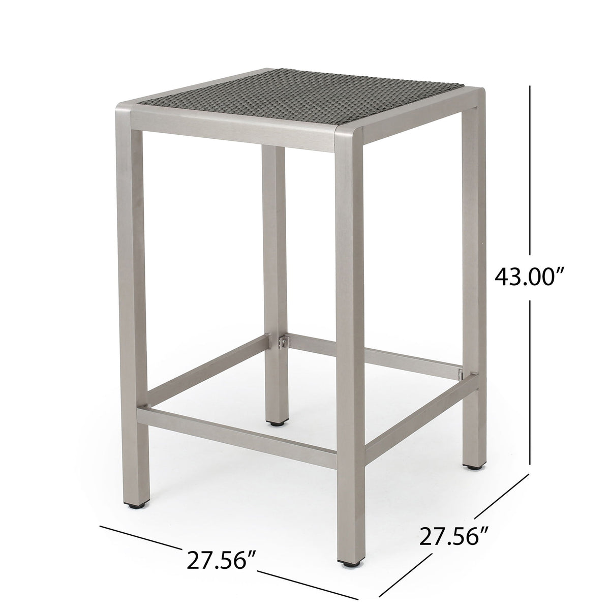 Outdoor 43" Aluminum Bar Table With Rattan Table Top - Gray