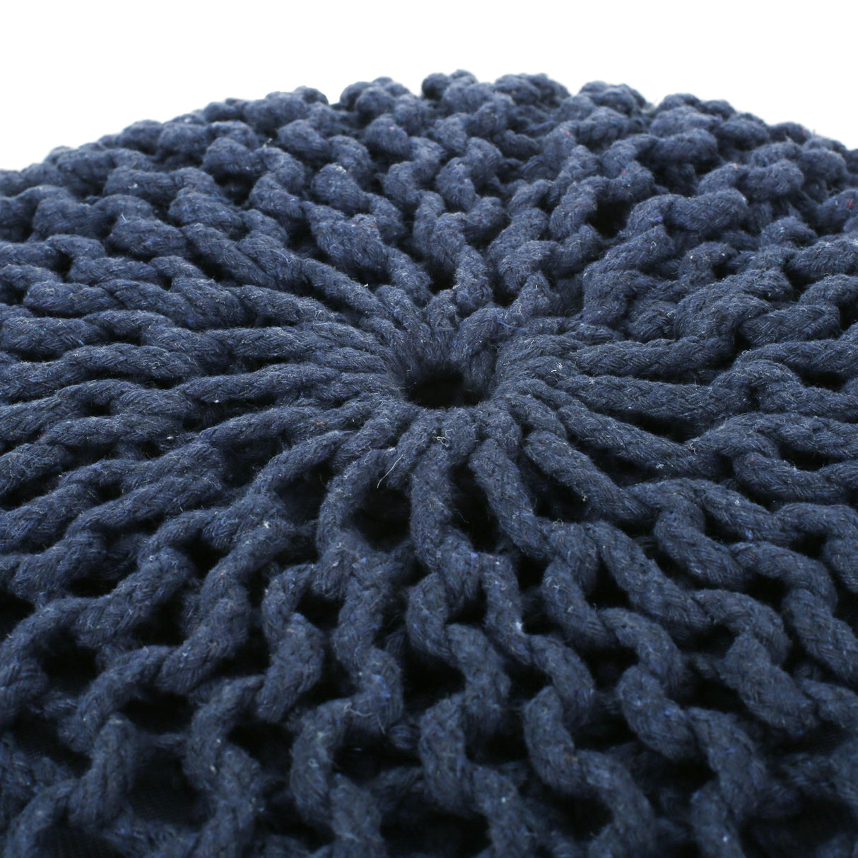 Bordeaux - Knitted Round Pouf Ottoman, Floor Cushion
