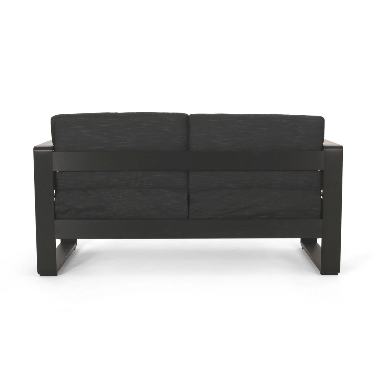 Loveseat With Slat Paneling And Aluminum Frame - Black