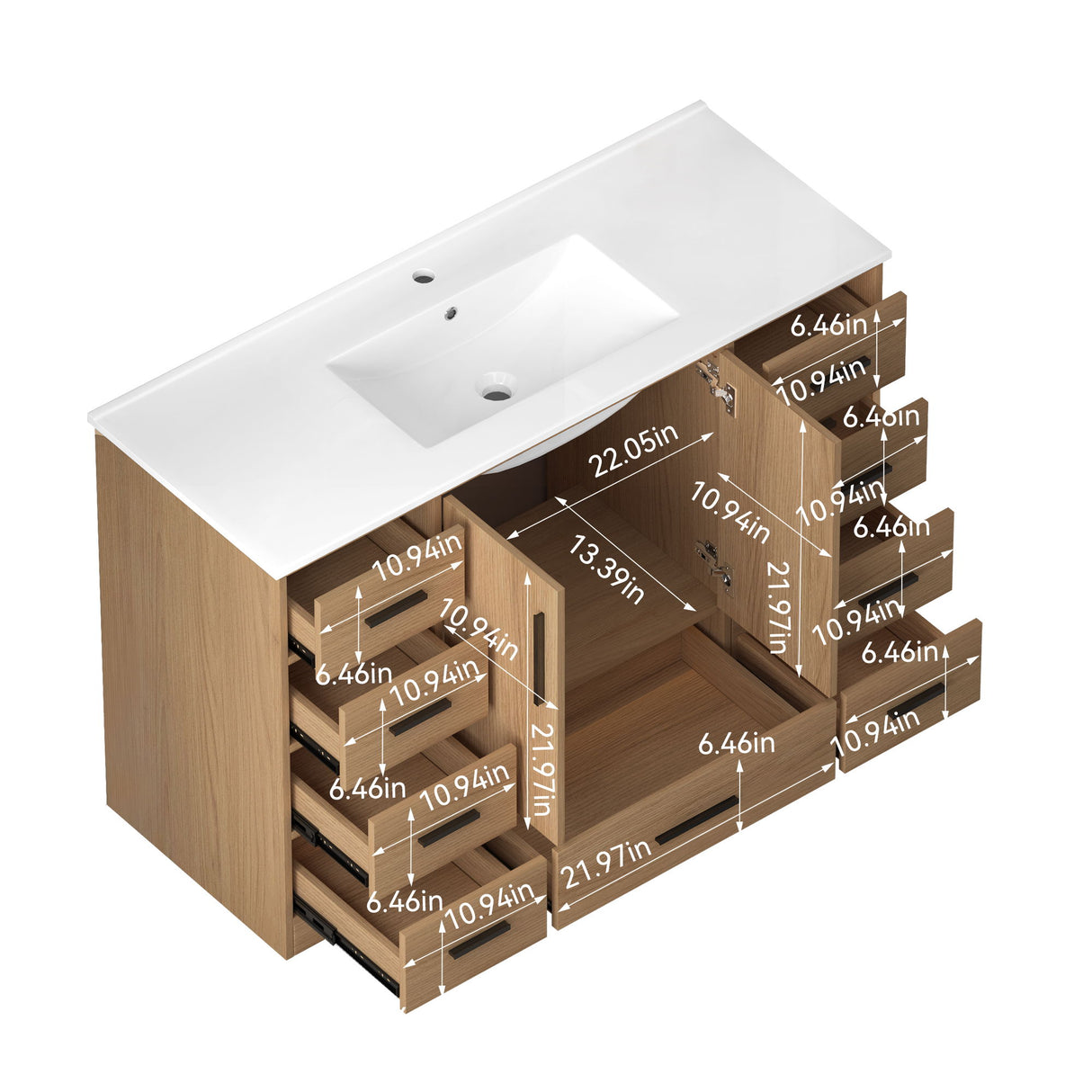 Bathroom Vanity With Abundant Storage 2 Soft Close Doors And 9 Drawers