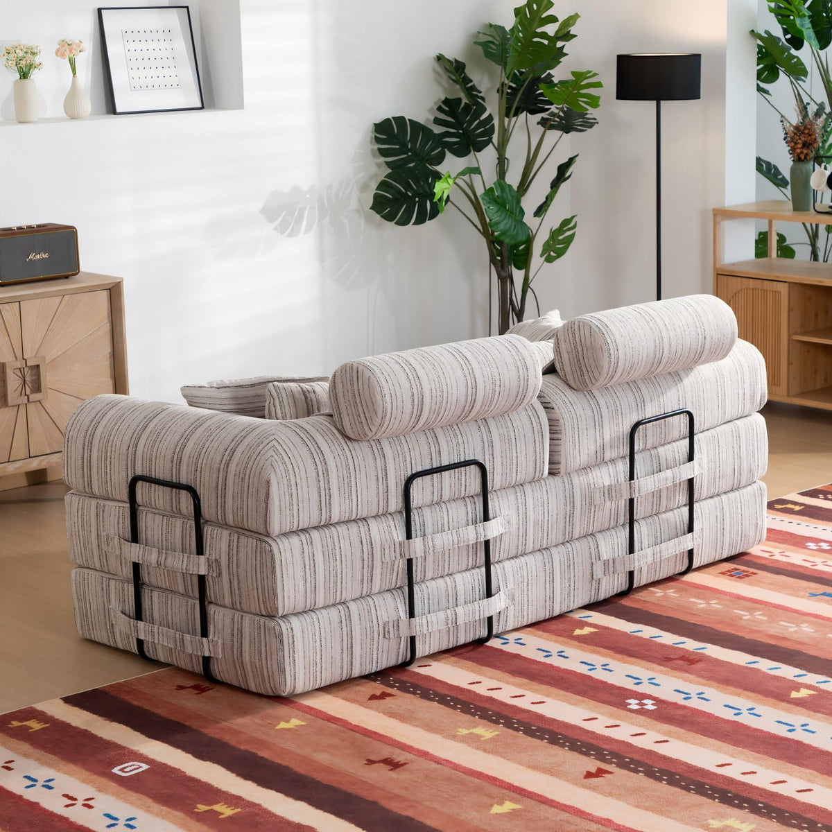 Convertible Sleeper Sofa Bed With High Density Compressed Sponge, Upholstered Couch For Living Room