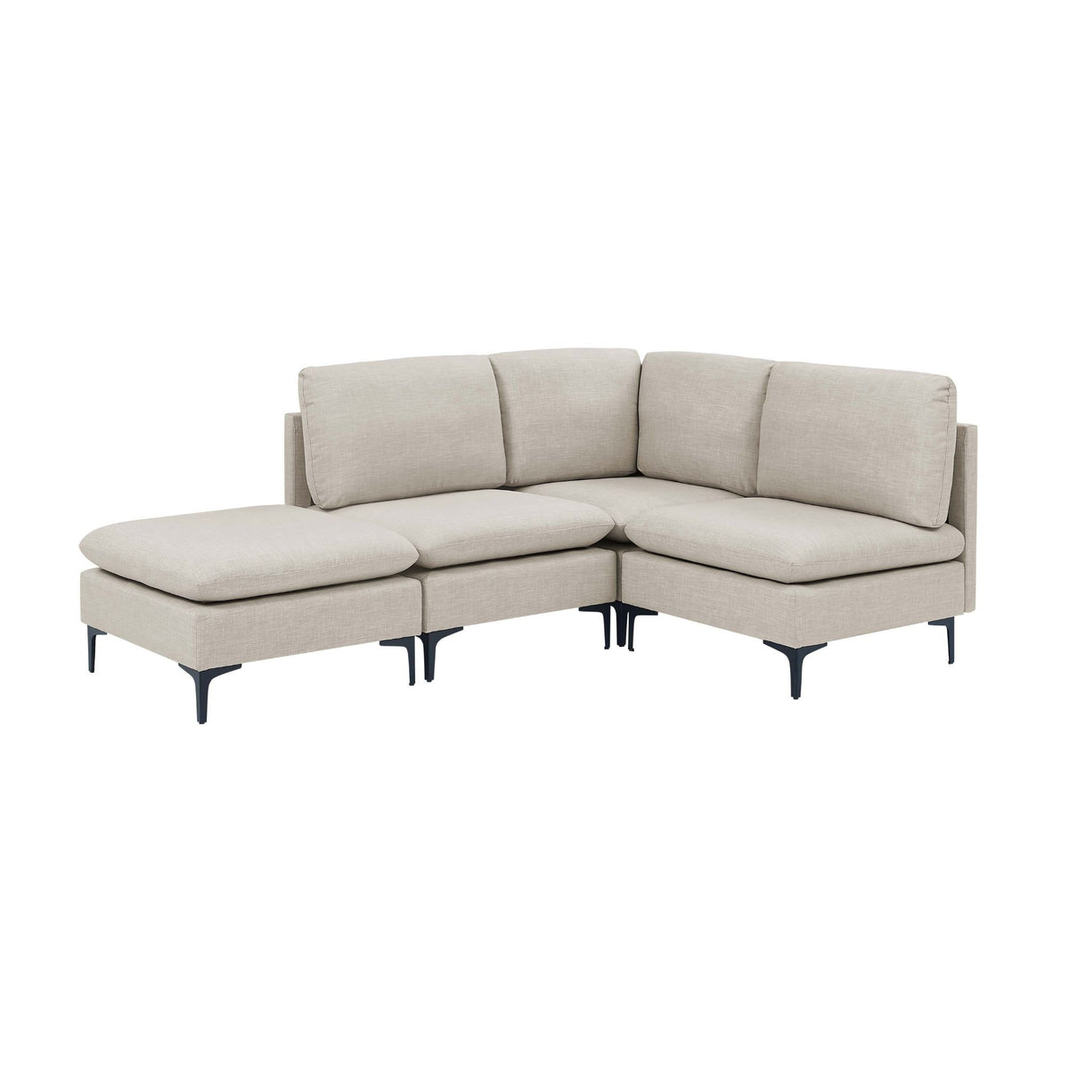Upholstered Modular Sectional With Tall Legs, Medium Firm Seat