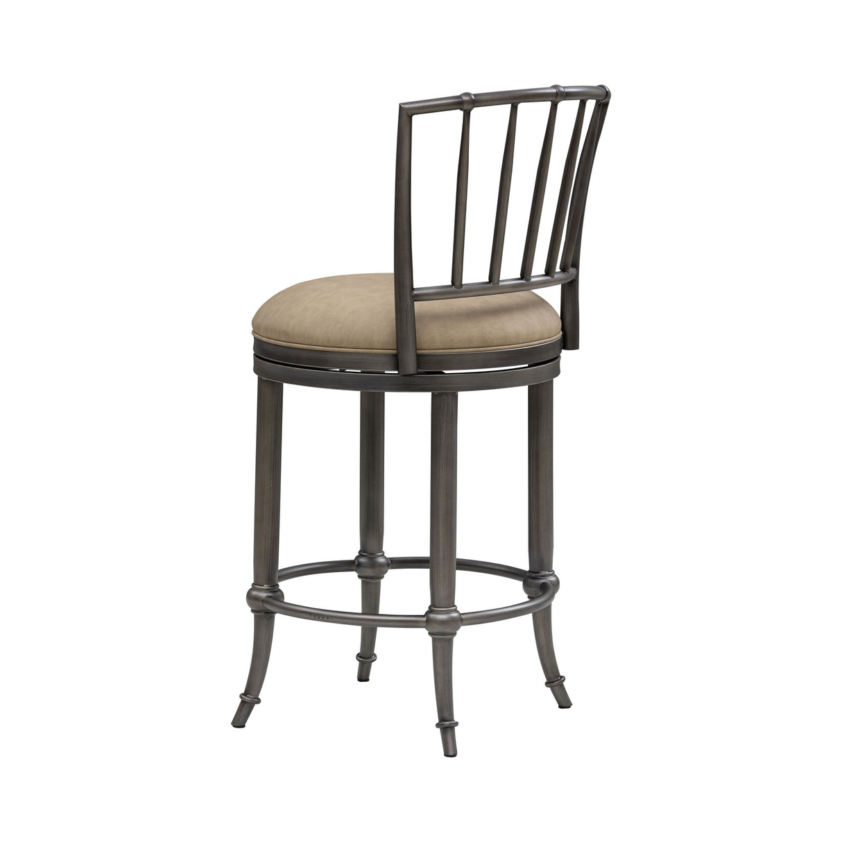 Vince - Commercial Grade Steel Frame Faux Leather Upholstered Swivel Counter Height Barstool