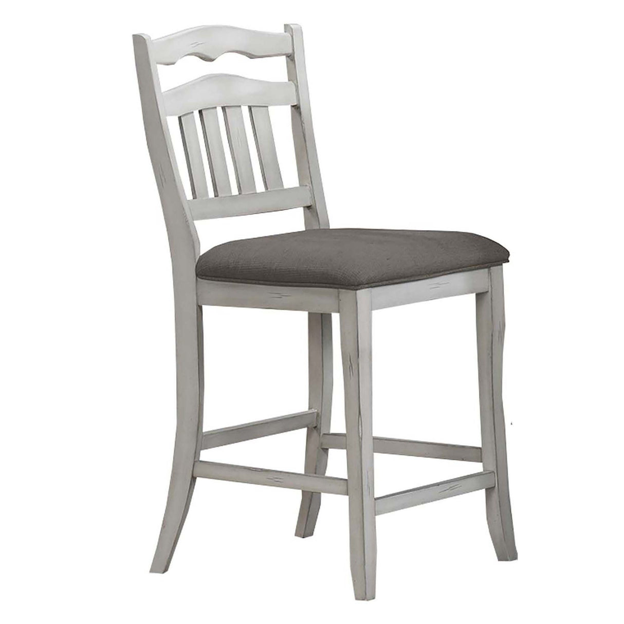 Counter Height Dining Chairs With Upholstered Cushion And Ladder Back Design (Set of 2) - Antique White