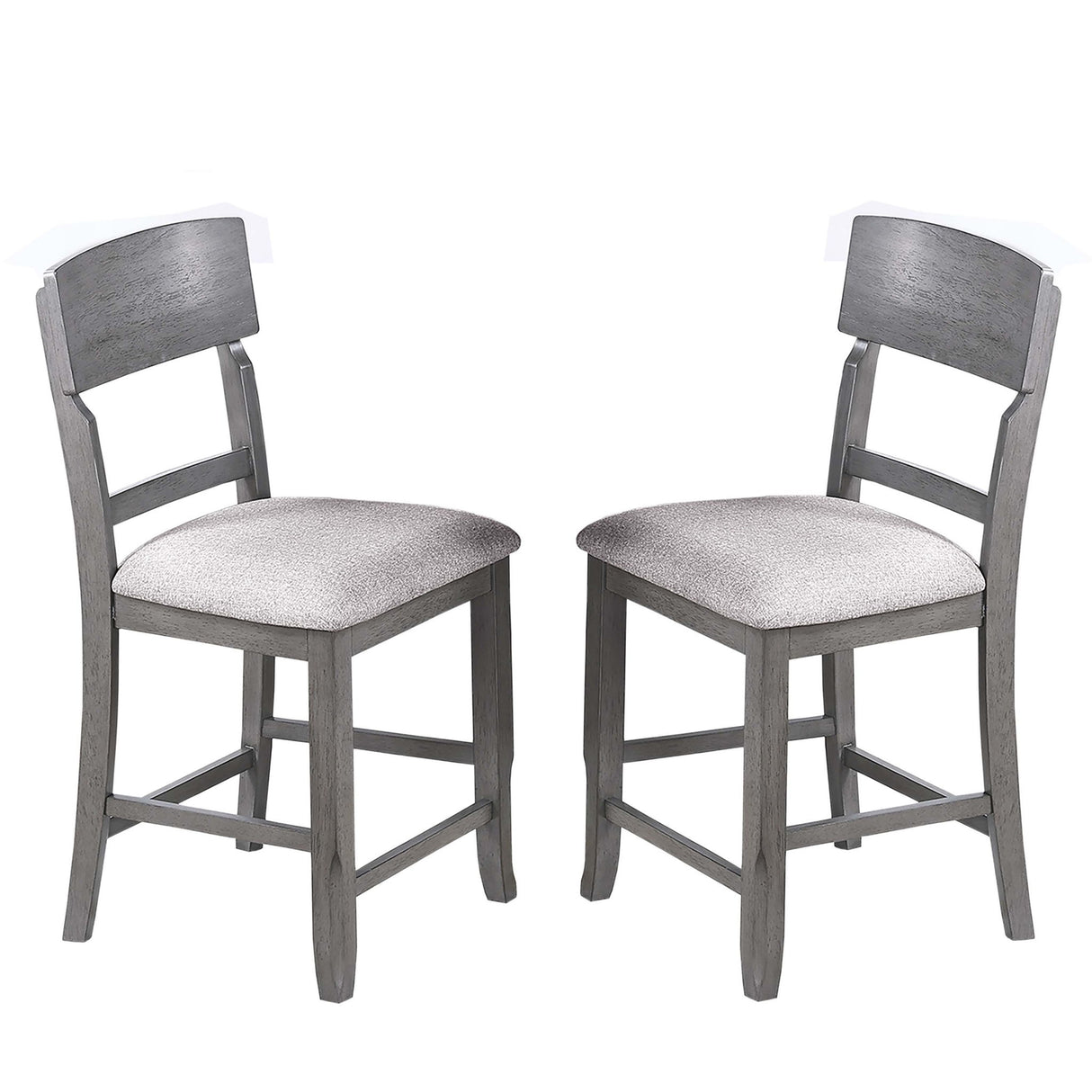 7 Piece Counter Height Dining Set With Storage Shelves, Table & 6 High Chairs - Gray