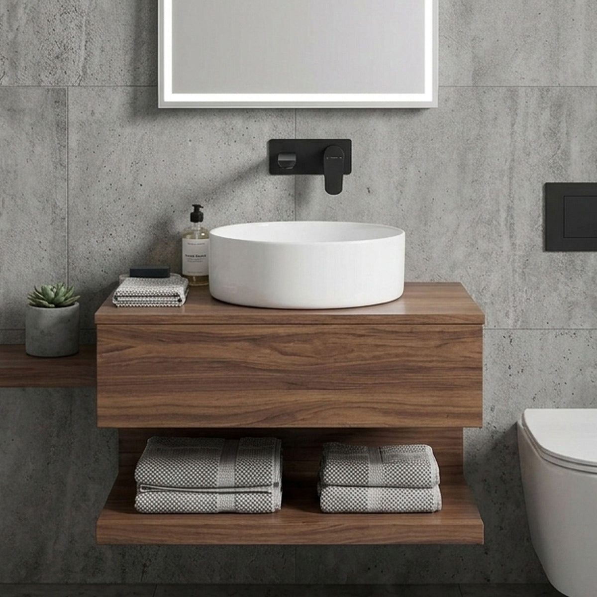 Round Vessel Bathroom Sink Bowl - White