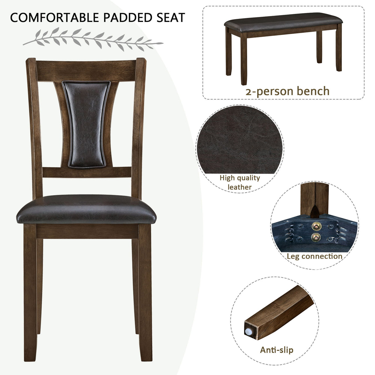 Modern Dining Table Set With Upholstered Chairs