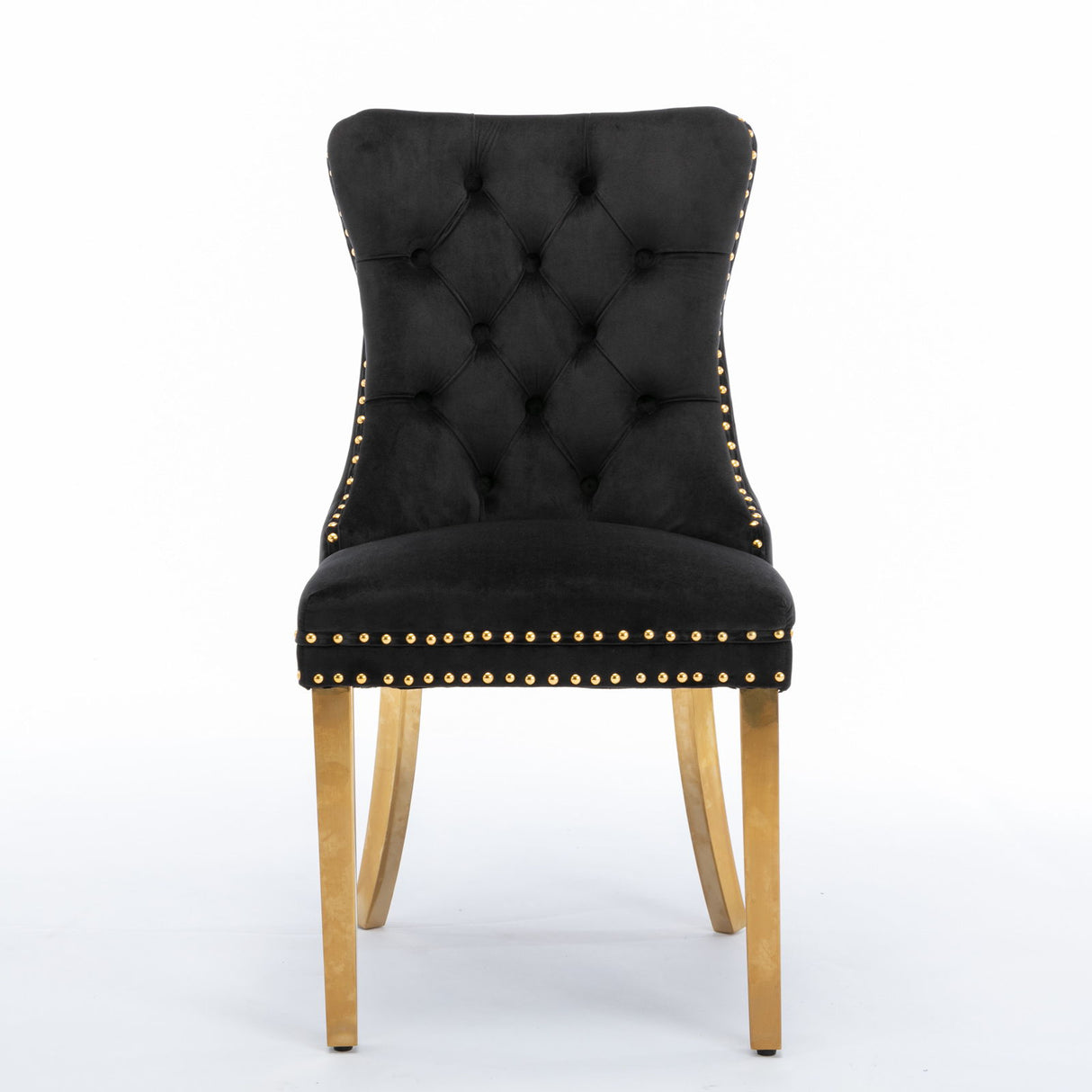 Nikki - Modern, High-End Tufted Solid Wood Contemporary Velvet Upholstered Dining Chair With Golden Stainless Steel Plating Legs, Nailhead Trim (Set of 2) - Chair Sets - Alpine Outlets