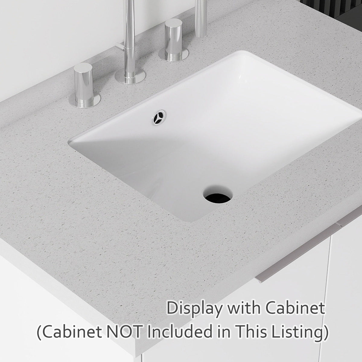 Basin Sink With 2" Thick Rim, Triple Faucet Holes, Sink Only