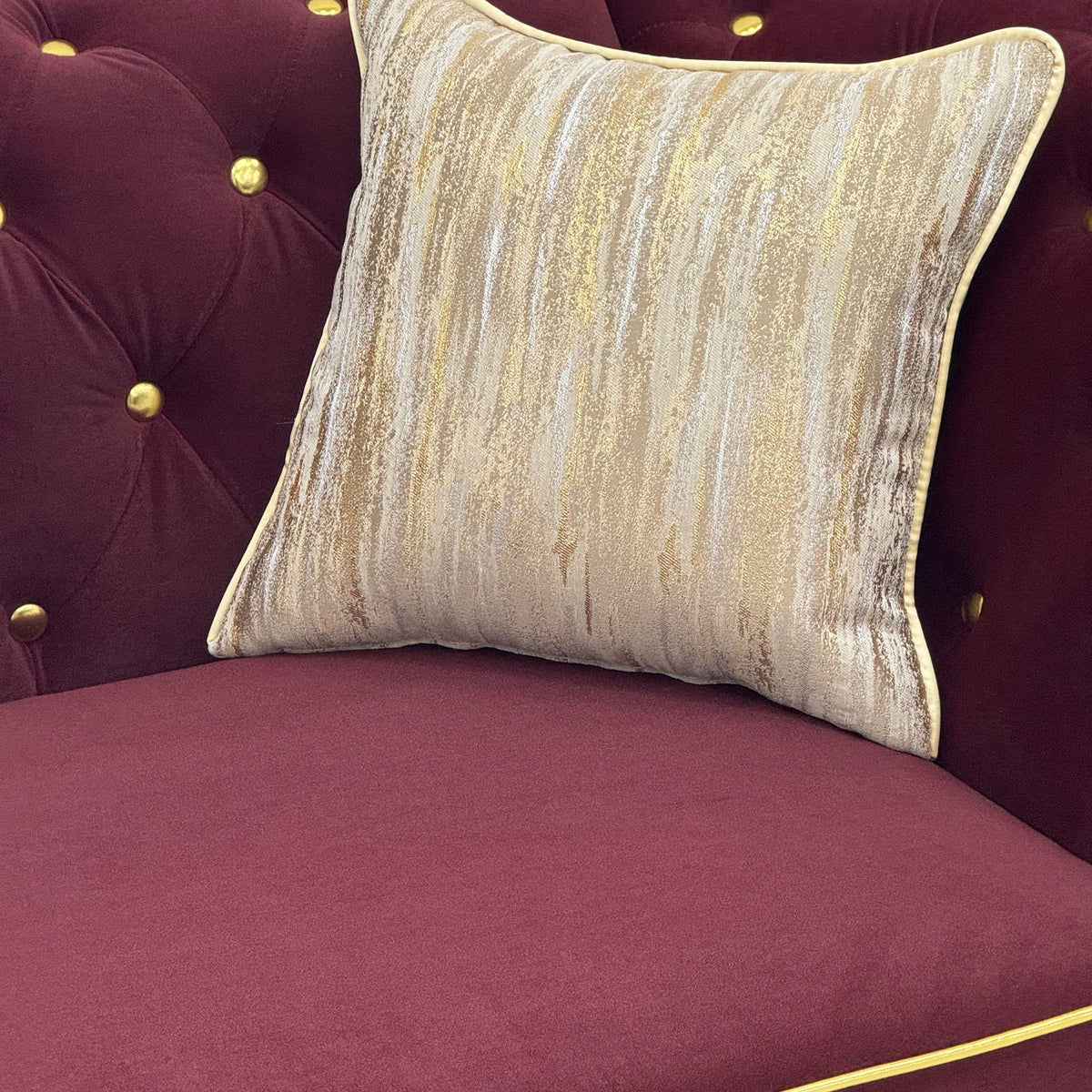 3 Person Sofa With Deep Seat, Tufted Backrest