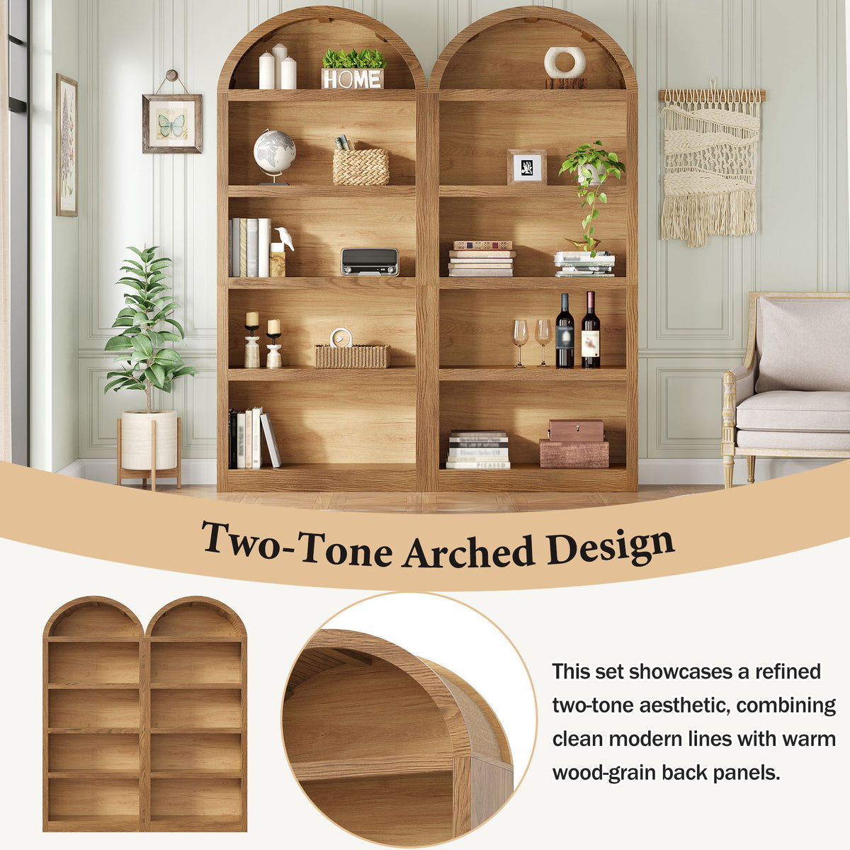 Freestanding Tall Bookshelves (Set of 2)