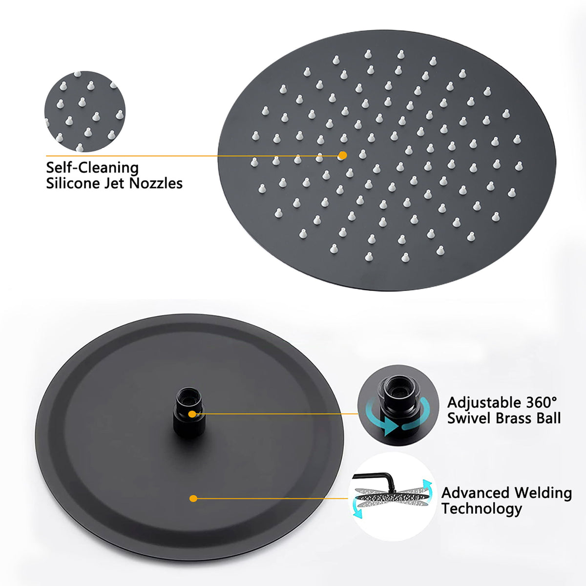 Elegant 10" Round Rain Shower Head And Handheld Set With Adjustable Tilt And Dual Modes