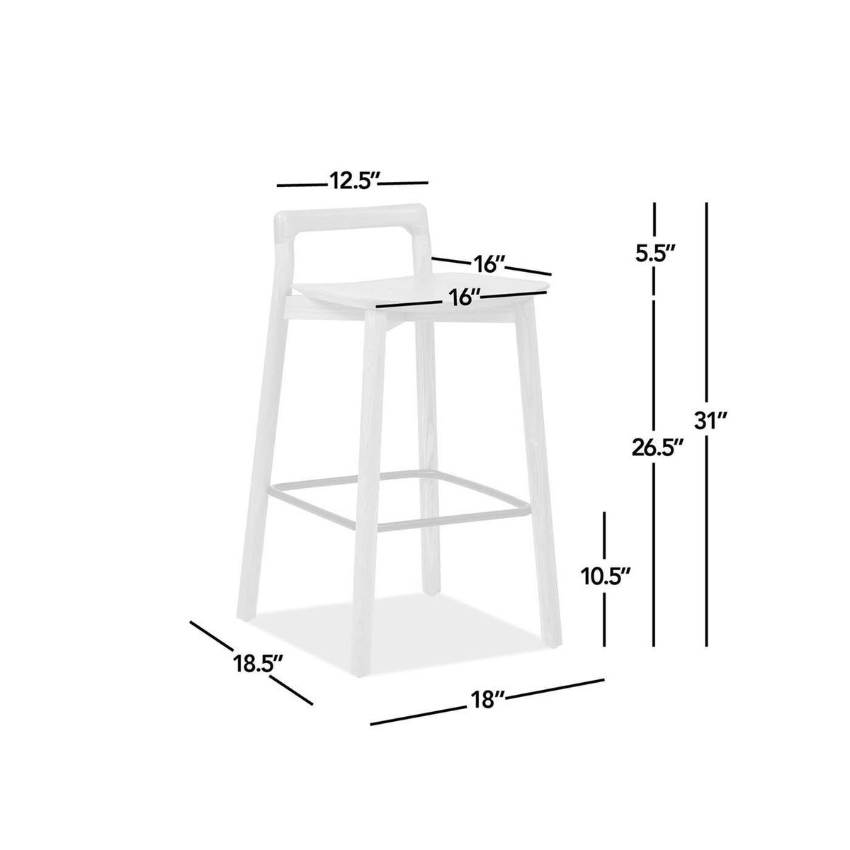 Sven - Modern Minimalist Low Back Counter Stool - Dark Brown Walnut
