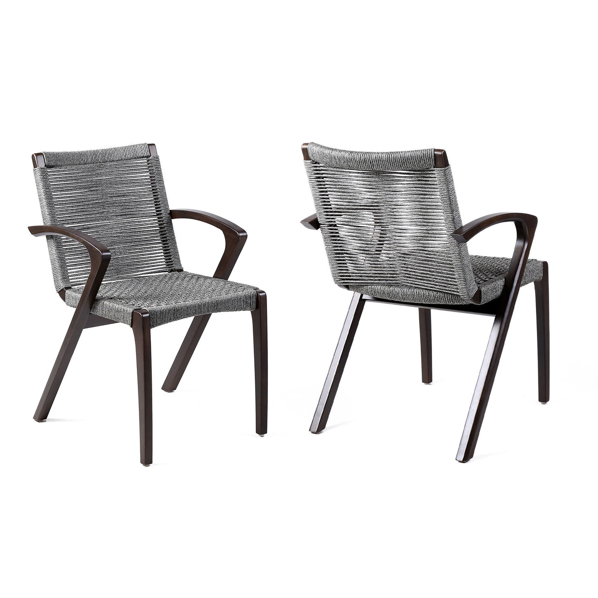 Brielle - Outdoor Dark Eucalyptus Wood And Gray Rope Dining Chairs - (Set Of 2)