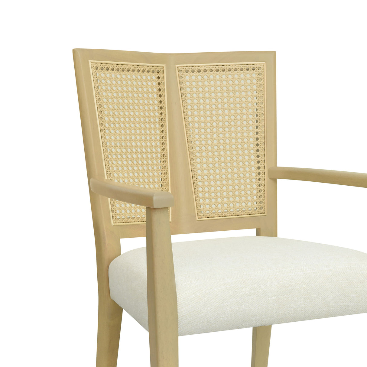 Mid Century Modern Arm Dining Chairs With Rattan Backrest
