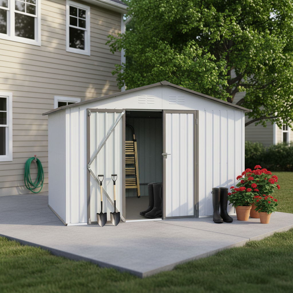 Garden Shed Outdoor Storage Building Waterproof Metal Frame 10x12ft