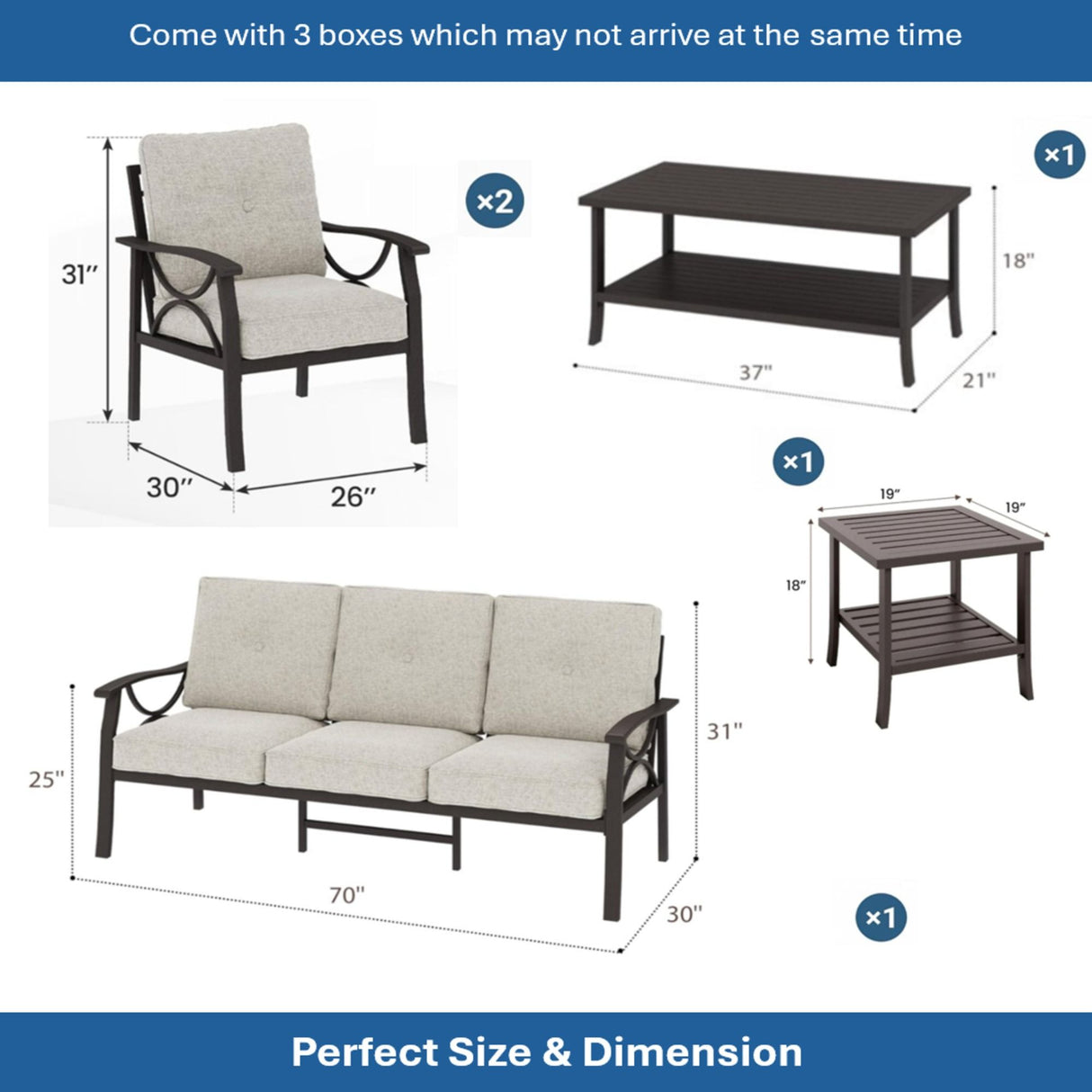 Patio Furniture Set & Coffee Table For Backyard