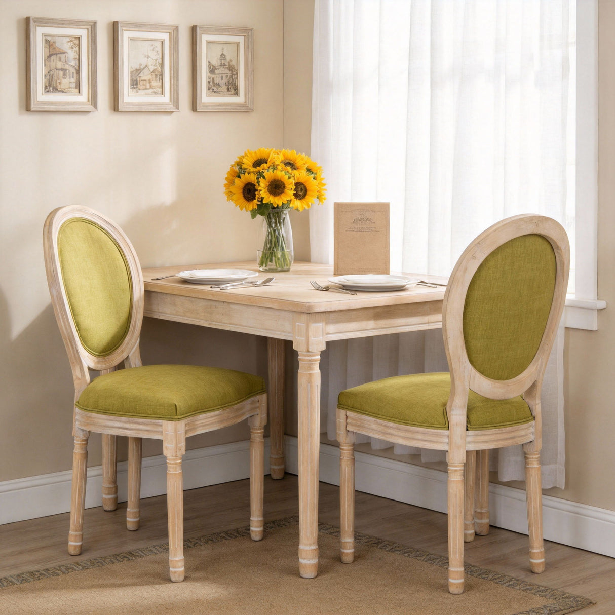 Upholstered With Round Back Dining Chairs (Set of 2)