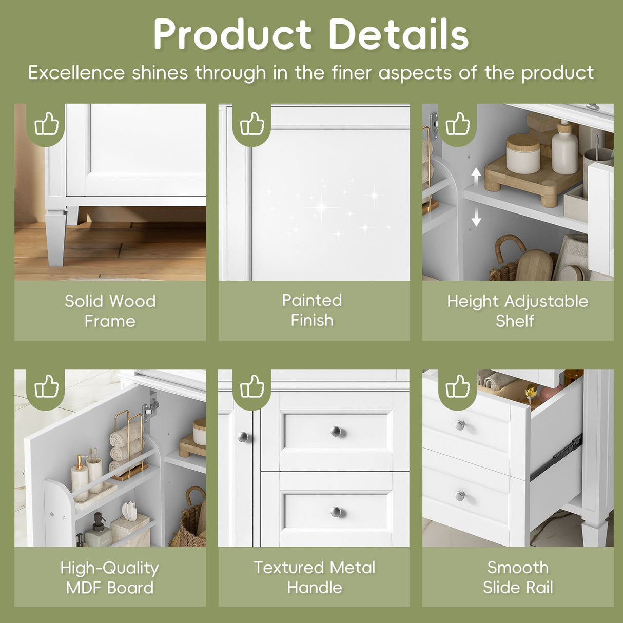 Bathroom Vanity With Top Sink, 2 Drawers, Tip Out Drawer
