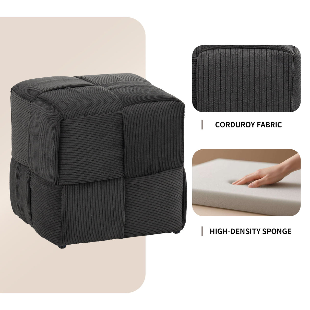 Modern Ottoman Foot Rest With Woven Design