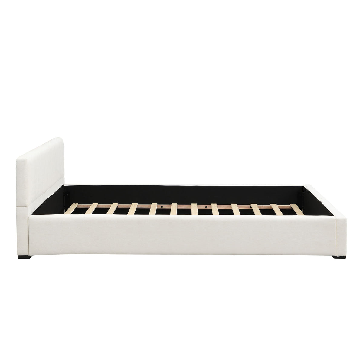 Queen Bed Wide Edge With Soft Upholstery - Beige