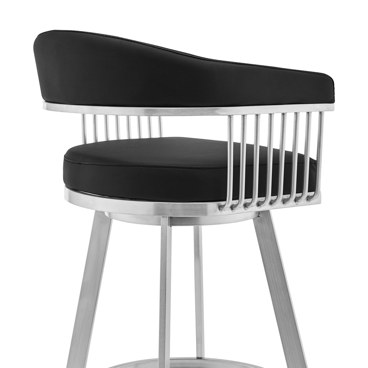 Bronson - Faux Leather And Brushed Stainless Steel Swivel Bar Stool